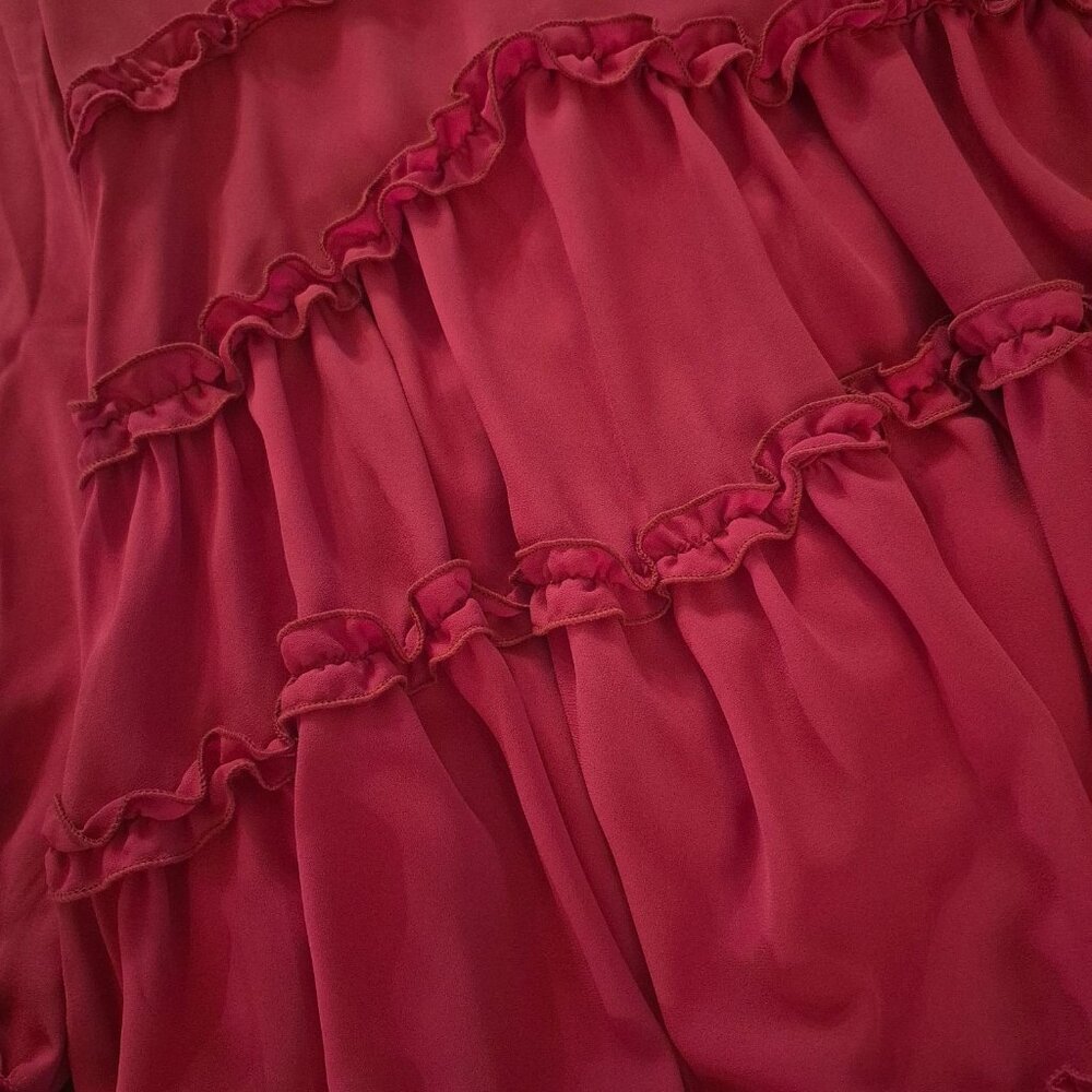 Lulus XS Pink Ruffled Tiered Long Sleeve Mini Dress - Picture 4 of 5